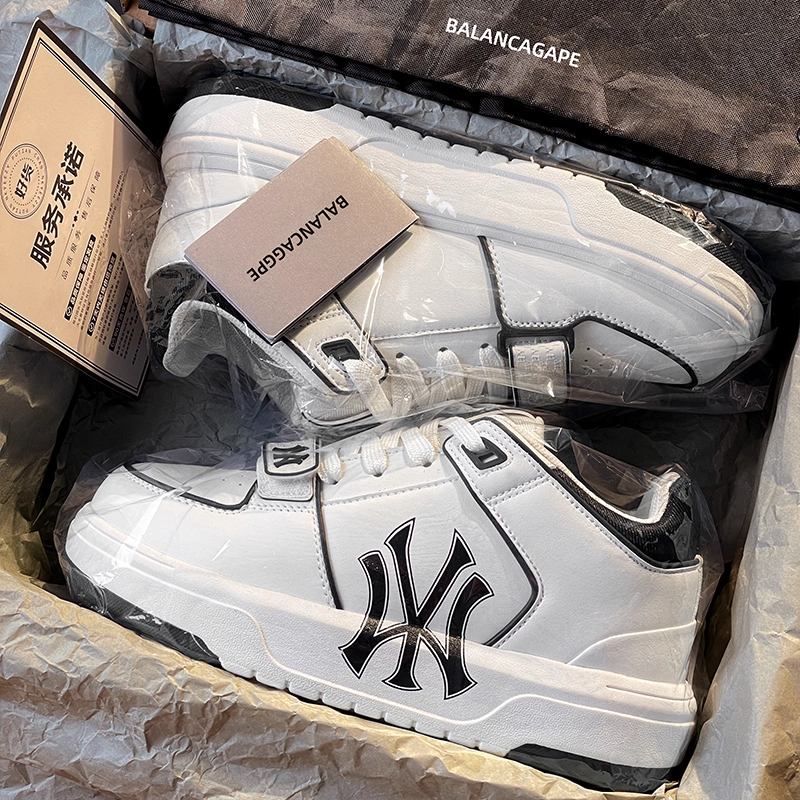 纽约洋基队鞋男女款运动休闲厚底板鞋秋季新款真皮小白鞋韩版潮牌