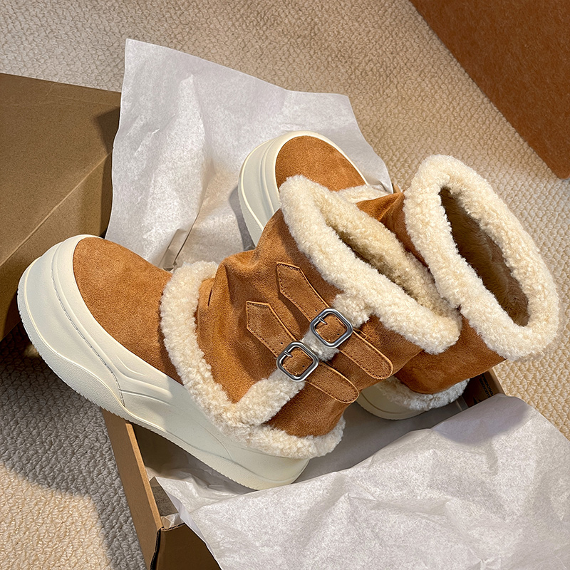 正品冰岛热巧雪地靴女款冬季爆款户外皮带扣厚底保暖加绒加厚棉鞋