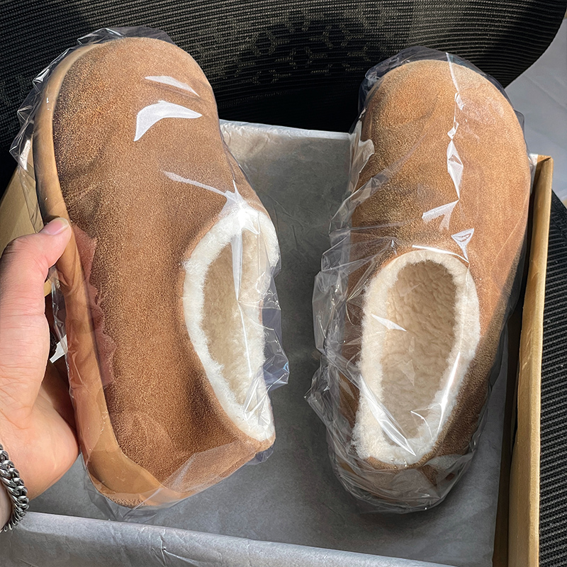 小土豆加绒勃肯鞋雪地靴包头拖男女冬季2025新款穆勒一脚蹬毛毛鞋