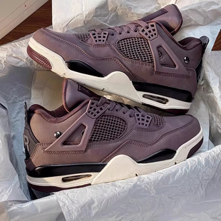 AJ4酒红色男鞋2026新款情侣百搭板鞋子厚底增高高帮篮球运动鞋潮