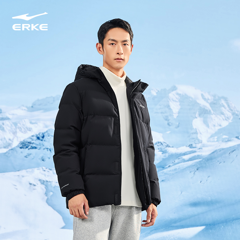 炁凝科技丨鸿星尔克羽绒服男秋季新款男士防泼水运动羽绒夹克外套