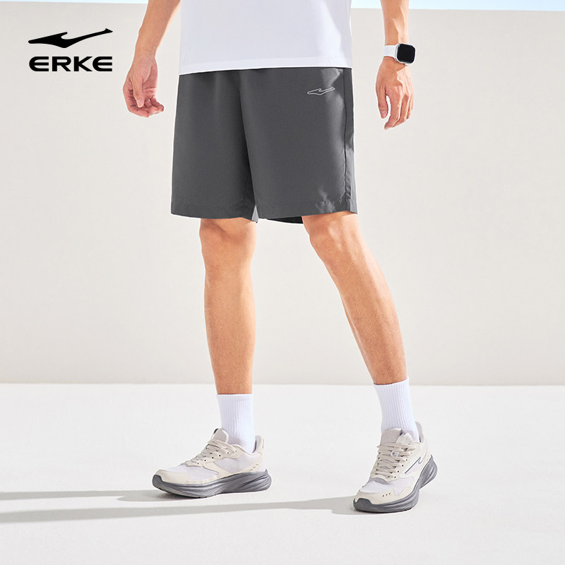 鸿星尔克运动短裤男士夏季速干透气跑步健身黑色五分裤宽松运动裤