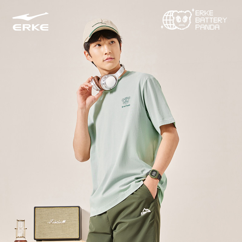 鸿星尔克短袖男秋季新款男士运动情侣t恤男款上衣宽松衣服