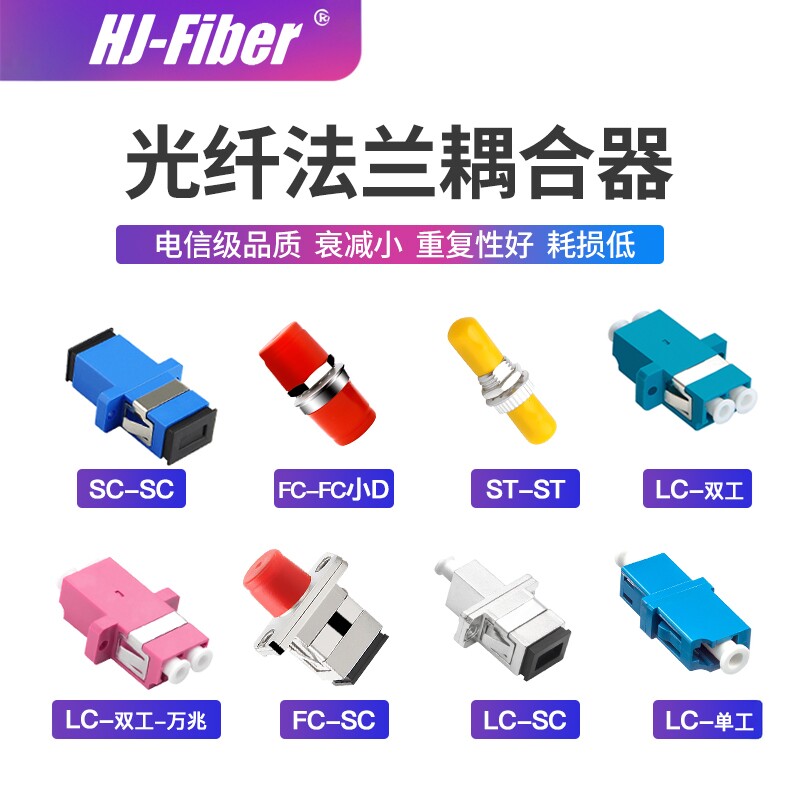 华杰恒讯定制 SC法兰光纤耦合器SC跳线对接器SC/ST/FC/LC法兰盘光纤SC口适配器跳线设备转换器 网络级 电信级