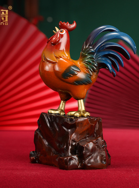 北将全铜金鸡摆件招财中式玄关