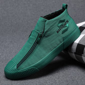 男鞋 加绒保暖棉鞋 帆布鞋 百搭休闲高帮鞋 2026冬季 拉链潮鞋 男士 时尚