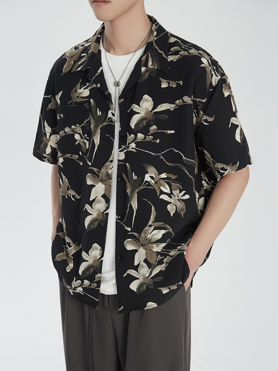 夏威夷花衬衫男短袖宽松休闲