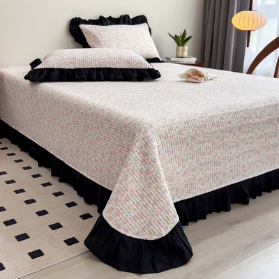 新款花边夹棉床盖单件防滑榻榻米专用床单垫炕单三件套家用床单