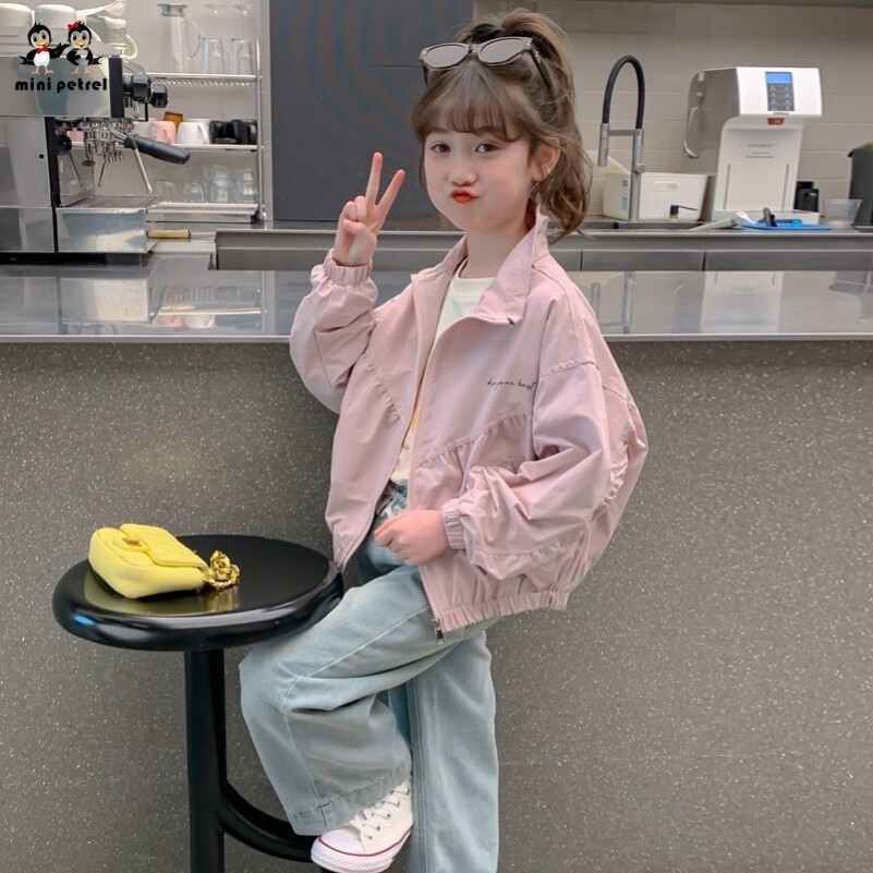 女童春装三防外套2025新款洋气韩版女孩春季夹克薄款防水外穿上衣
