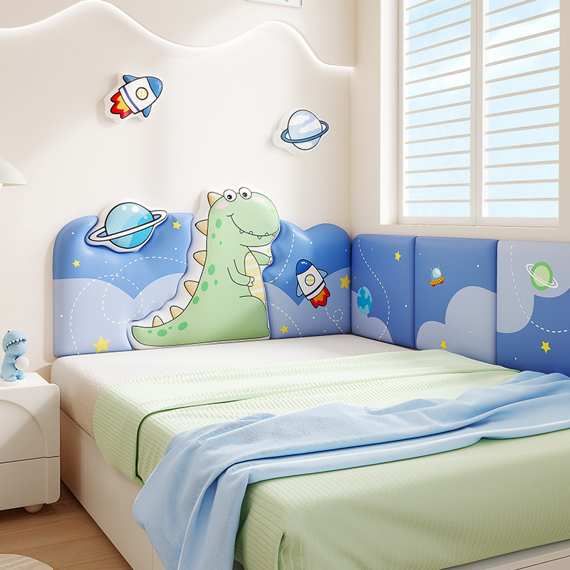 榻榻米软包墙围恐龙卡通儿童房床头靠背墙面装饰防撞护墙挡板墙贴,家居饰品,软装墙贴,淘宝优惠券,粉丝福利购,淘宝优惠卷