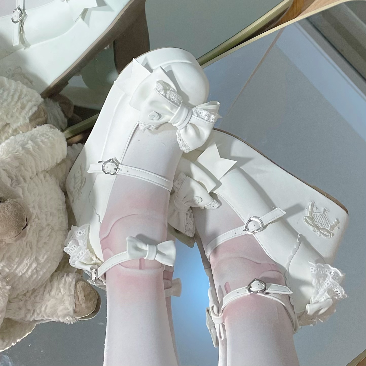 【现货】点心兔原创lolita厚底鞋蝴蝶结甜美日系松糕鞋女