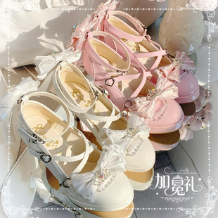 加冕礼定金  芝士芒芒物语lolita蝴蝶结高跟lo鞋防水台女鞋花嫁