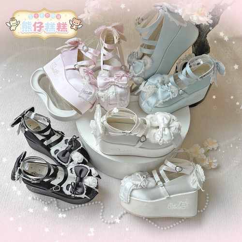 三团全款/熊仔糕糕 芝士芒芒物语Lolita熊耳蝴蝶结doll感厚底鞋