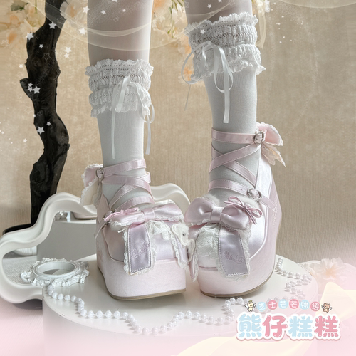 三团/熊仔糕糕 芝士芒芒物语Lolita熊耳蝴蝶结doll感厚底鞋可爱