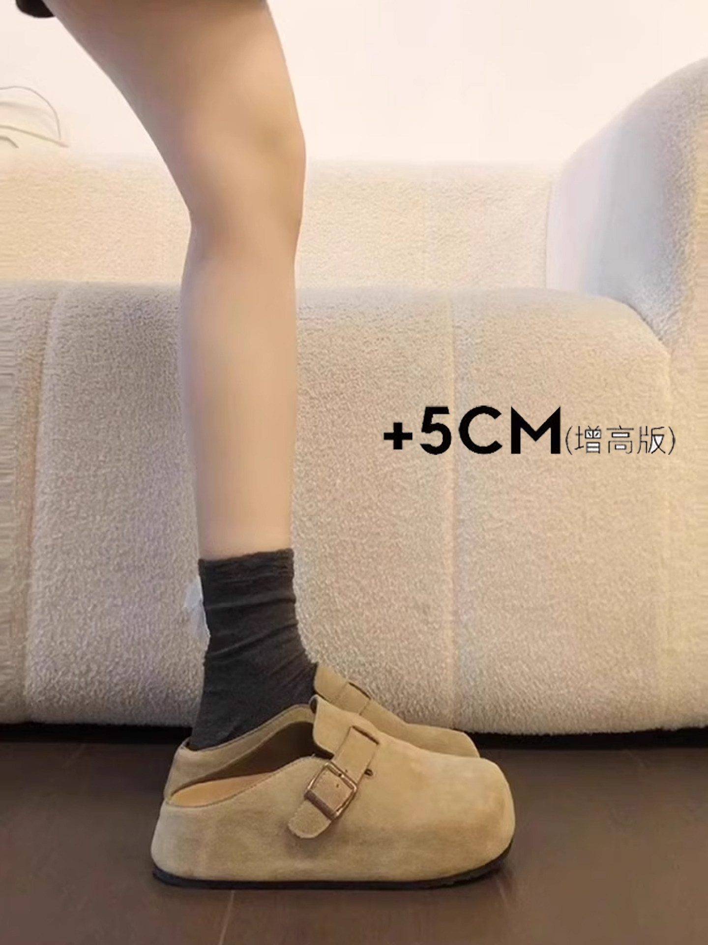 Женские шлепанцы Birkenstocks на толстой подошве, увеличивающие рост, новинка 2025 года, осень и зима, плюс бархатные полуботинки baotou, верхняя одежда, хлопковые шлепанцы Birkenstocks Изображение 1