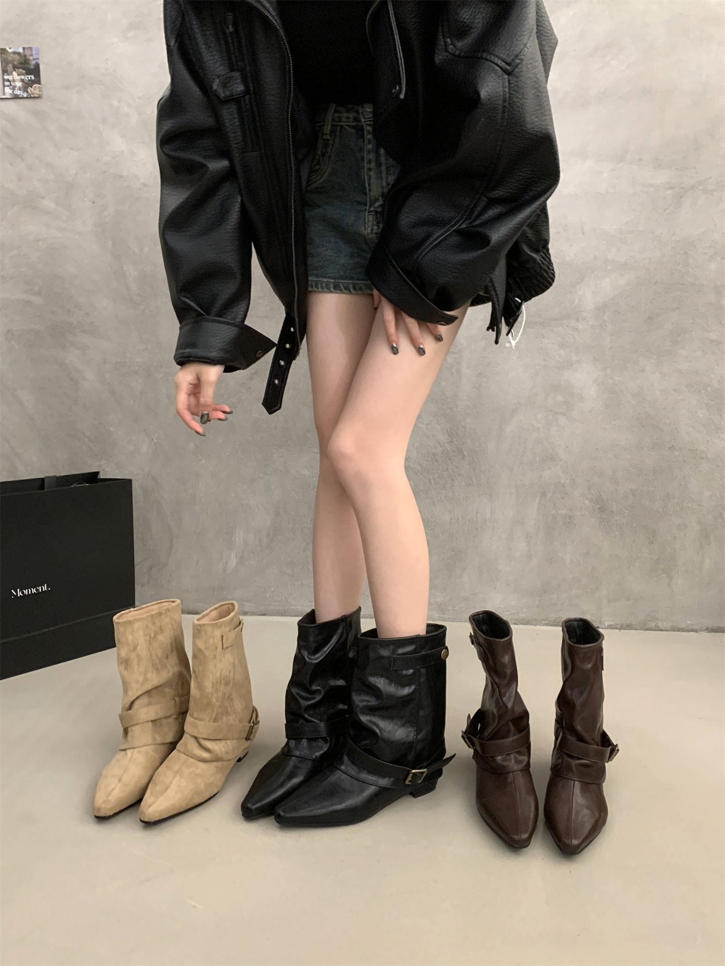 Chunky heel, thick-soled pointed toe Martin boots for women, 2026 new autumn/summer super stylish Western denim boots, pant boots, leg boots, ankle boots