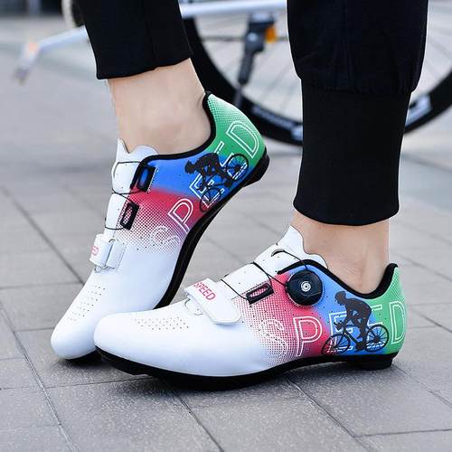 新款直销新款公路山地车锁鞋透气白色赛车自行车自锁无锁鞋骑行鞋