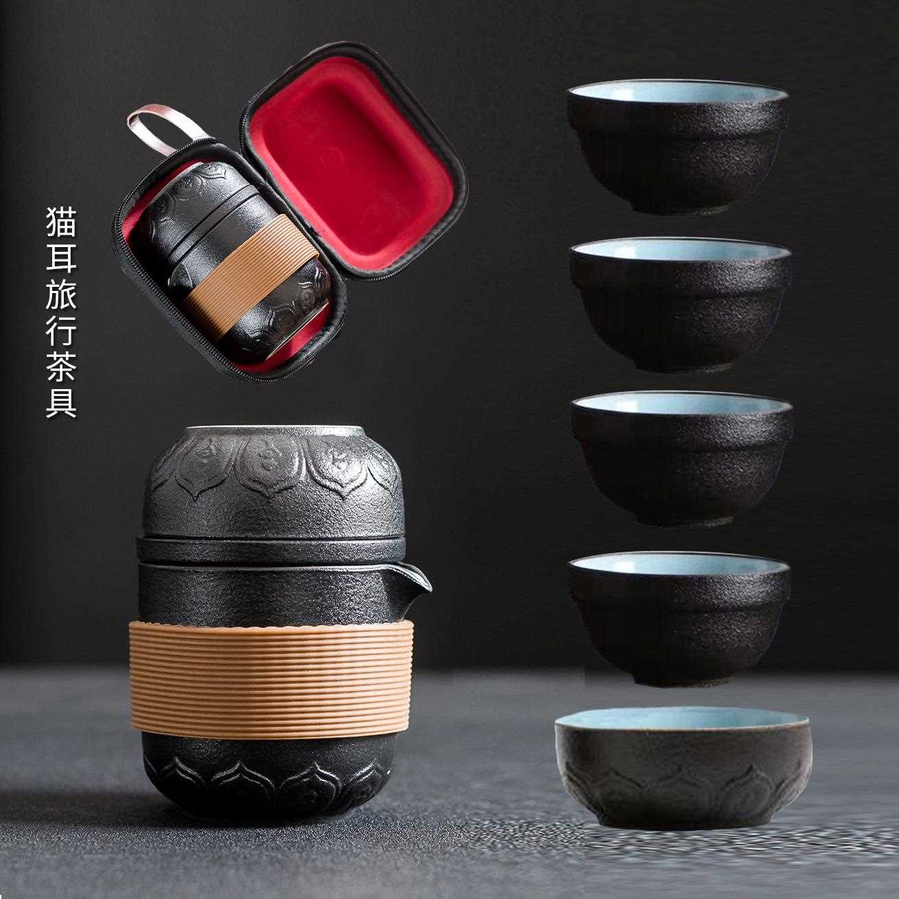 新款直销快客杯粗陶马克一壶一杯便携公旅行陶瓷过滤泡花茶私人刻