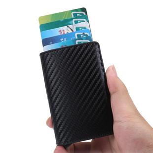 直销碳纤维信用卡盒自动弹出式 新款 铝合金卡盒PU卡包零钱包男女士