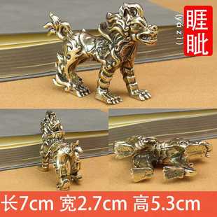 新款直销黄铜龙九子金属工艺品办公室茶桌创意饕餮狴犴纯铜摆件小