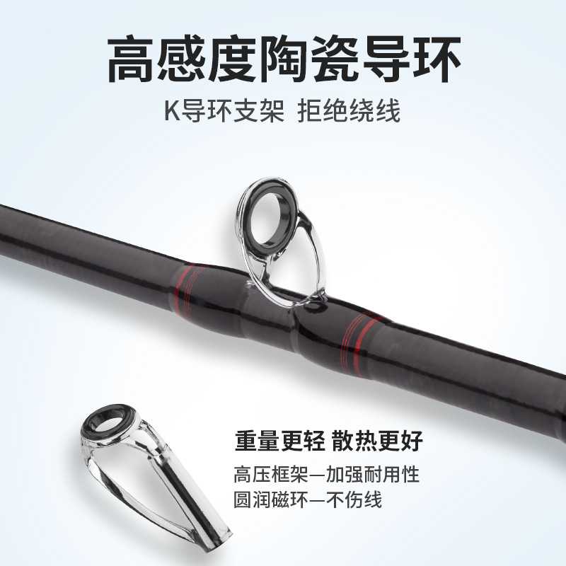 新款直销酷伽瓦慢摇铁板竿一节半海钓路亚竿轻雷强竿1.95米枪柄远