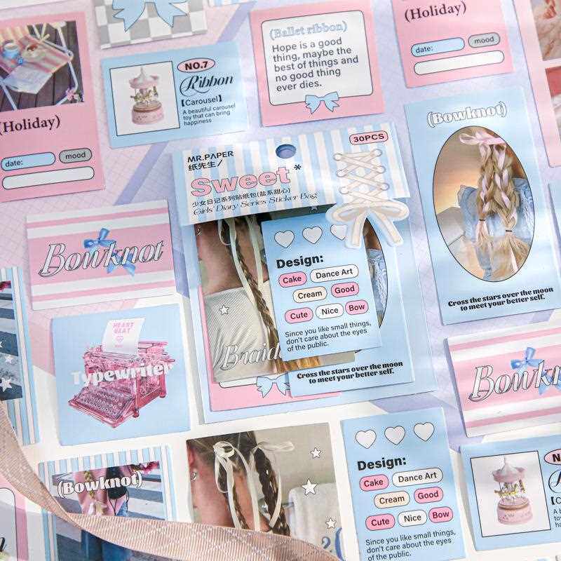 新款直销铜版纸贴纸包 少女日记系列 ins文艺风封口贴手帐装饰贴