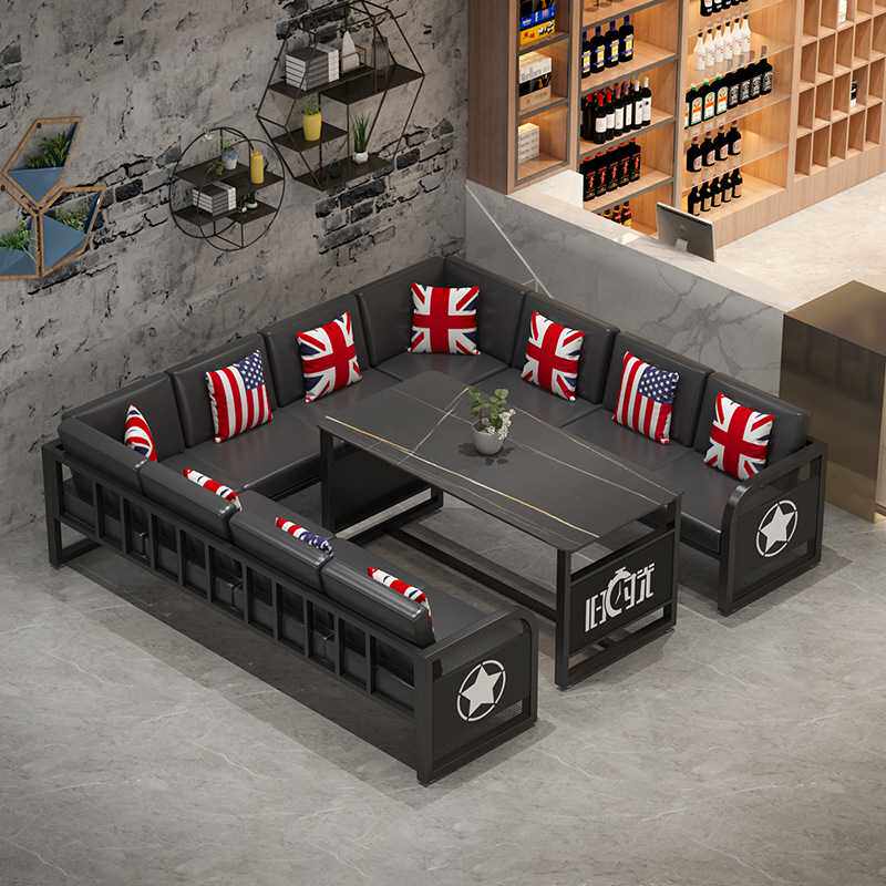 新款直销复古工业风清吧音乐餐吧卡座沙发铁艺酒吧酒馆桌椅组合火