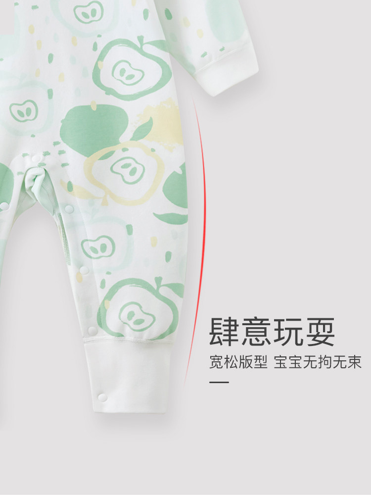 CHILDRENS ONE-PIECE PAJAMAS SPRING AND AUTUMN COTTON LONG-SLEEVED WARM CLOTHES BOYS AND WOMENS KICK-PROOF HOME CLOTHES BABY ONE-PIECE PAJAMAS