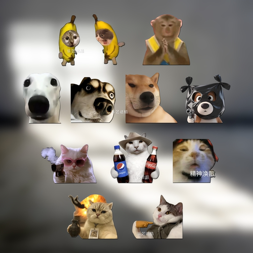 MEME搞笑猫狗头防水车贴