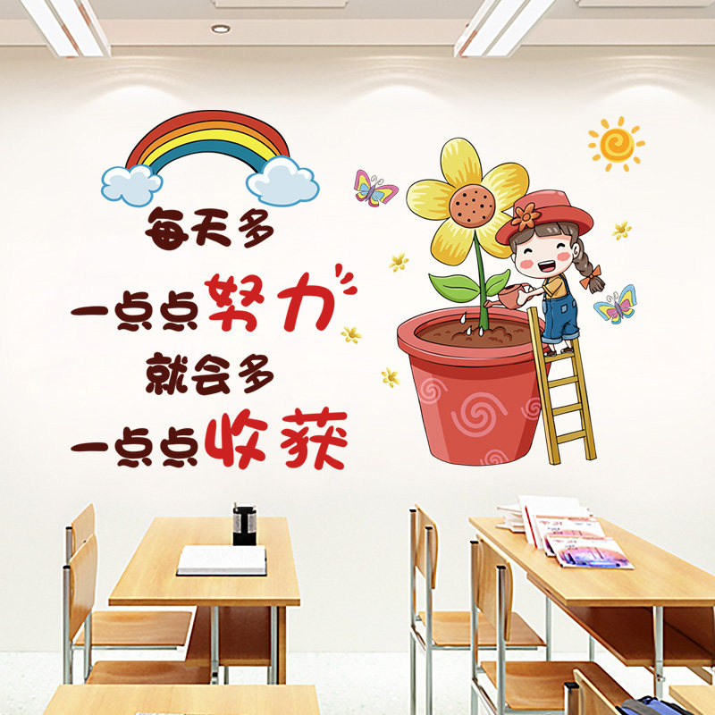 学生幼儿园墙卡通励志墙贴画贴纸儿童房间面装饰墙纸自粘墙壁海报
