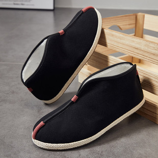 布语堂非遗手工缝制中式加绒保暖棉布鞋男女冬季中老年高帮雪地靴