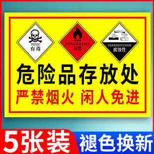 危化品标识牌危险化学品存放处储存柜标识牌危险品标志牌危废仓库严禁烟火警示牌禁止入内剧毒品易制毒易定制