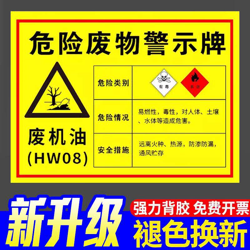 废机油标识牌危险废物标识牌2024新版危废贮存场所危险废物警示牌
