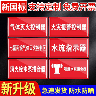 气体灭火控制器亚克力标识牌七氟丙烷气体灭火控制区火灾报警标志