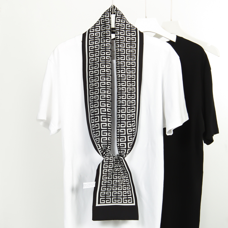 黑白格子小长条丝巾飘带装饰领带