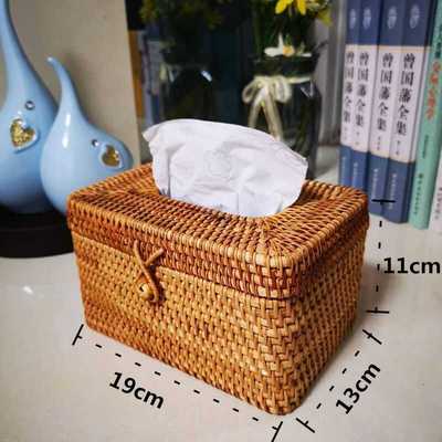 新款直销华飞藤编抽纸盒手工编织客厅车载复古田园风藤编纸巾盒8