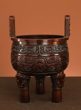 新款直销黄铜鼎盛千秋黄铜摆件家用桌面三足圆鼎开业礼品送礼聚宝