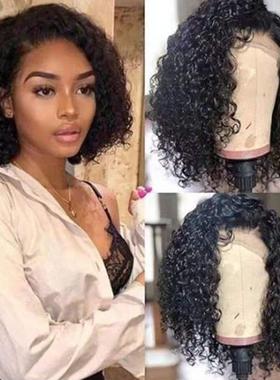 新款直销欧美假发跨境非洲黑色中分小卷现货直供化纤全头套wigs假