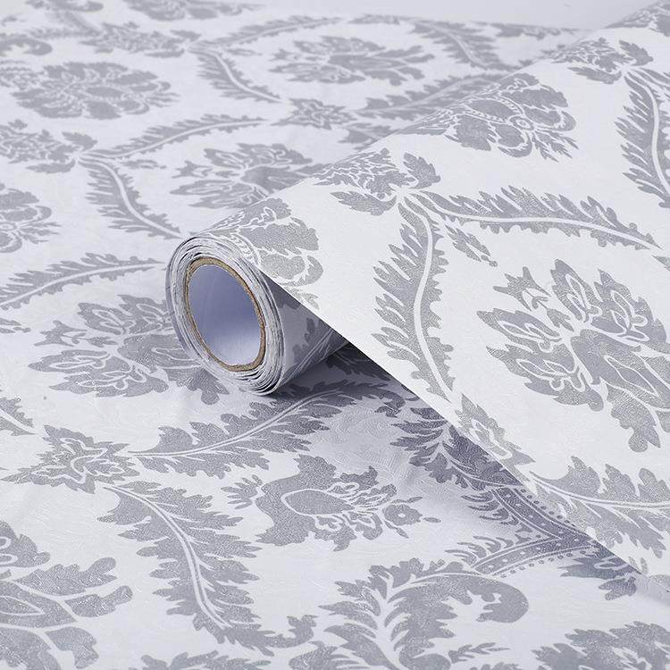 新款直销欧式大马士革墙纸自粘PVC壁纸卧室宾馆酒店自贴防水防潮