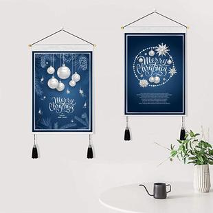 饰画 饰挂画圣诞节系列挂布墙布背景布蓝色圣诞树装 新款 直销房间装