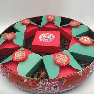 新款直销月饼包装礼盒铁盒中国风鼓型礼品盒中秋金属盒子马口铁盒
