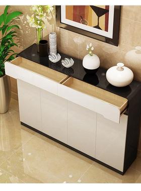 新款直销白色现代简约北欧烤漆对开门门口鞋架鞋柜玄关功能大容量