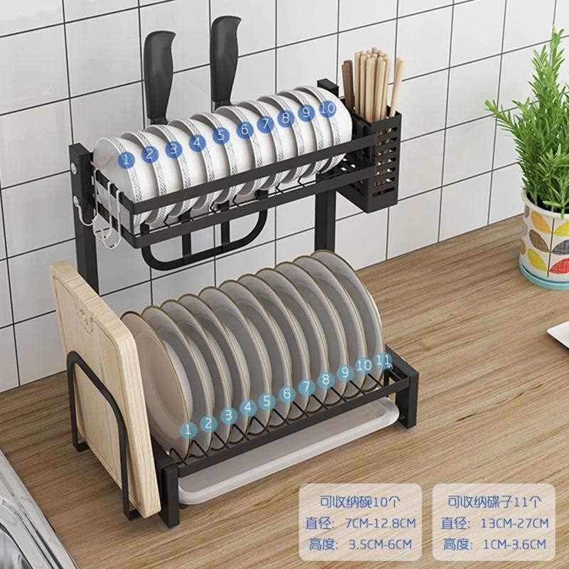 新款直销黑色不锈钢厨房碗架水槽滤水篮晾放碗筷碗碟盘刀架餐具收