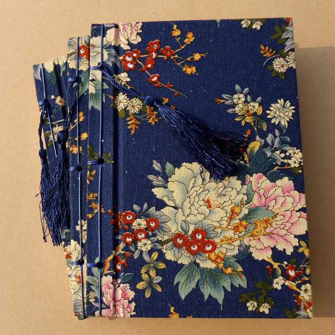 新款直销岁月坊复古手工线装布面本 中国风田园系列布艺本大号 蓝