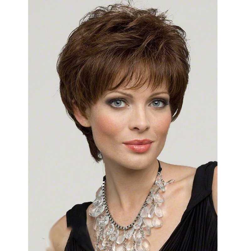 新款直销欧美时尚女士短卷发棕色/黑色短直发微卷假发套 跨境外贸