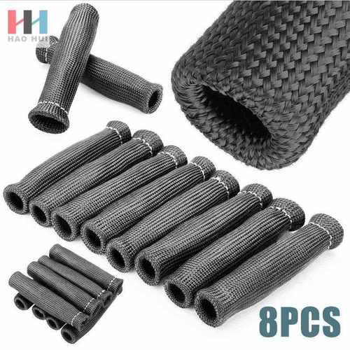 新款直销跨境供应8件装高温汽车火花塞电线保护套隔热罩黑色红色C