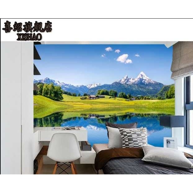 新款直销无缝3d立体大型壁画雪山草原骏马风景客厅电视墙背景墙纸,家装主材,定制壁画,淘宝优惠券,粉丝福利购,淘宝优惠卷
