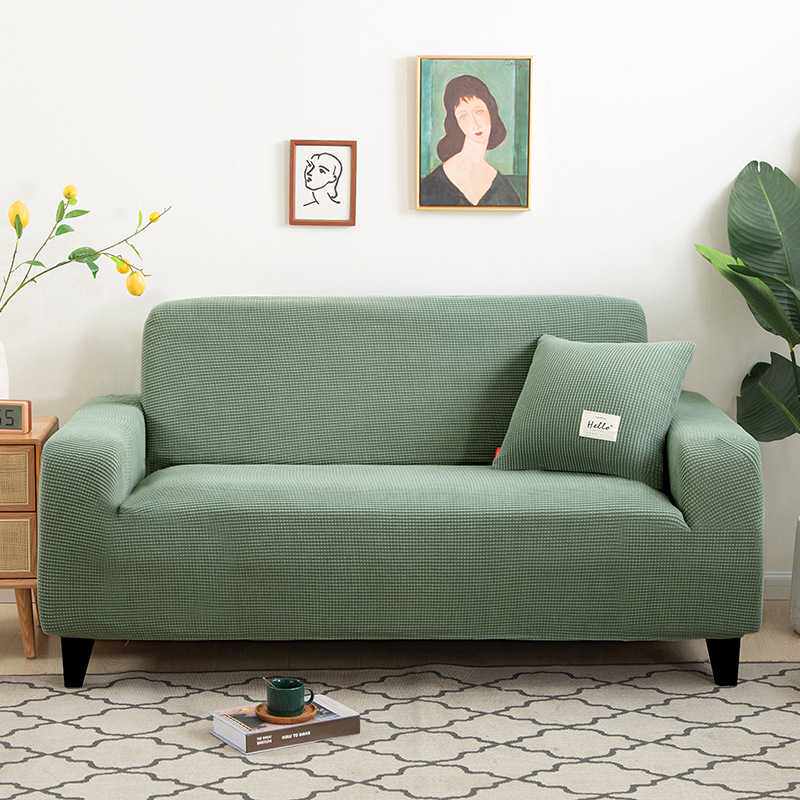 新款直销跨境针织玉米粒弹力全包全盖组合沙发套加厚摇粒绒沙发床