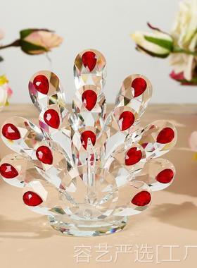 新款直销母亲节新款水晶孔雀家居摆件简玄关办工桌创意办公室装饰