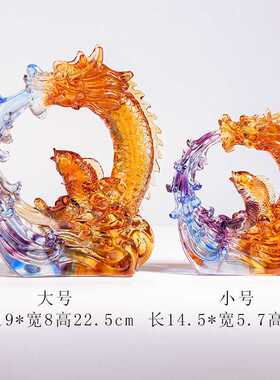 新款直销琉璃鱼摆件金玉满堂礼品乔迁礼物家居工艺品锦鲤鱼跃龙门
